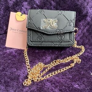 Juicy Couture Black Crossbody Bag with Gold Chain - Handbag NWT